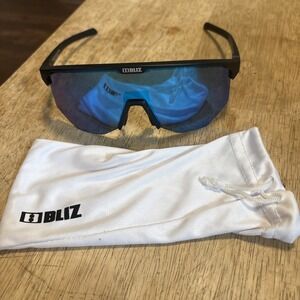 Bliz Sunglasses HERO 52210-13 Matte Black Blue Mirror Shield Mens Sunglasses